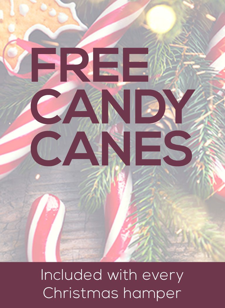 FREE candy canes with all hampers