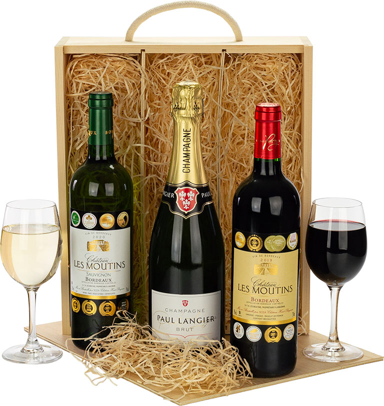 Champagne & Wine Trio in Wood